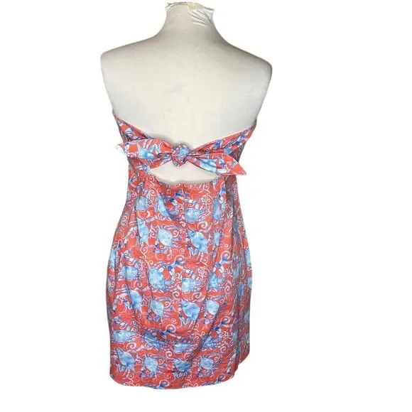 Kaeli Smith Women's L Tropical Fish Print Strapless Back Tie Dress - Picture 2 of 4